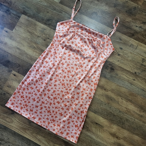 Urban Outfitters Women's Orange and Pink Butterfly Bodycon Mini Dress Size M - Picture 2 of 8